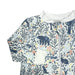 Heyward House footed pajama in Woodland Animals print on white background closeup