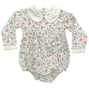 Heyward House long sleeve girl pleated bubble in Fall Floral print on white background