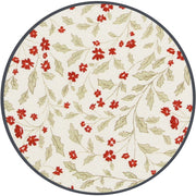 Close-up of Lou Lou & Co Holly print with red berries and green leaves on cream