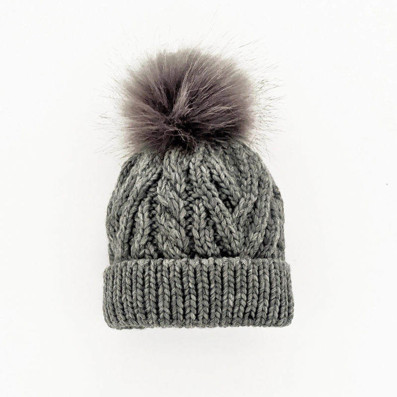Huggalugs | Pom Pom Beanie Hat | Gray