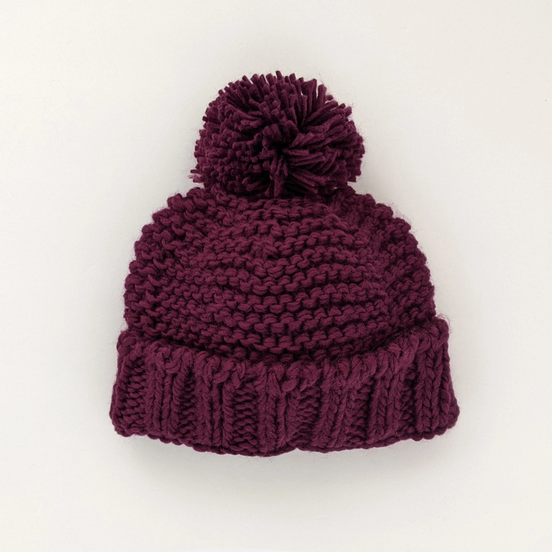 Huggalugs | Garter Stitch Beanie Hat | Plum