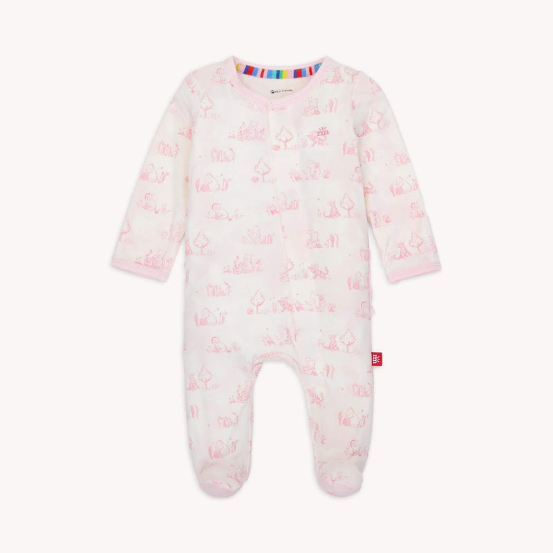 Magnetic Me Sweeter Than Hunny pink ruffle modal footie for babies