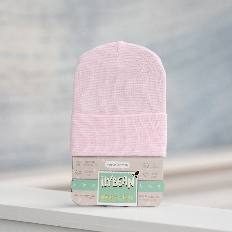Ilybean | Newborn Beanie | Pink and White Striped