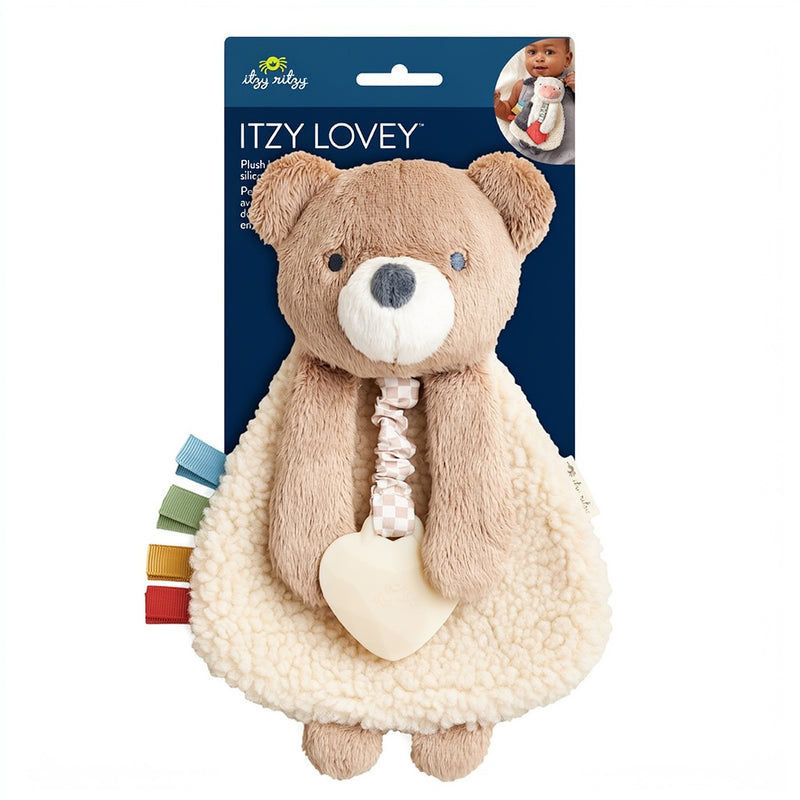 Itzy Ritzy Itzy Lovey plush and teether Theo the Bear in packaging