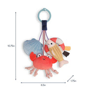 Plush toy with crab, fish, and shell design on a white background