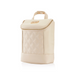 Beige leather bottle bag with quilted pattern on a white background