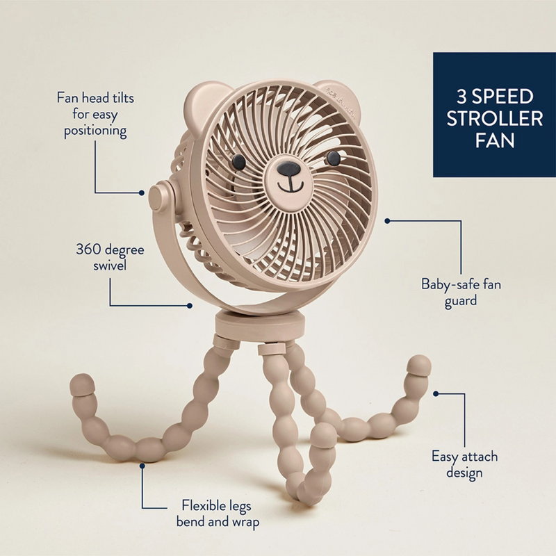Itzy Ritzy | Itzy Breeze 3-Speed Stroller Fan | Taupe
