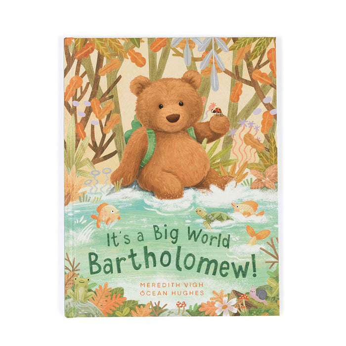 big world bartholomew hardcover book with bear in river cover art