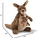 Jirra kangaroo with joey plush showing 10 inch height and size diagram
