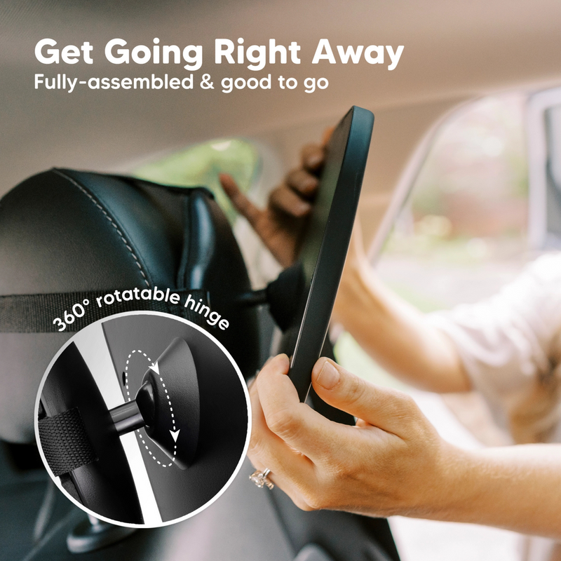 KeaBabies | Car Seat Mirror | Large | Sleek Black