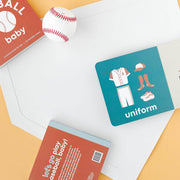 Baseball Baby board book open to the uniform page