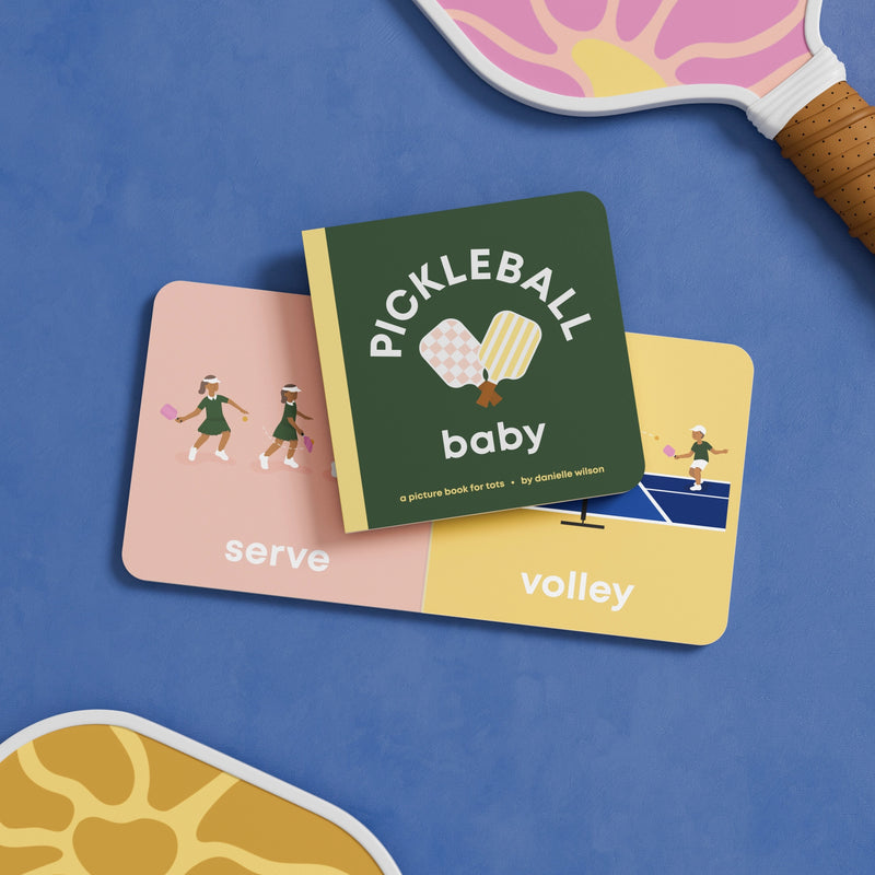 Pickleball Baby board book with a paddle and ball