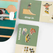 Skater Baby board book pages with a skateboard