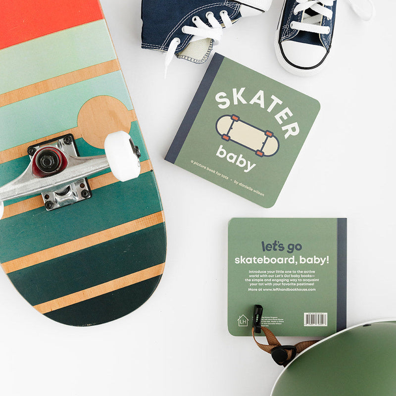 Skater Baby board book with sneakers and a skateboard