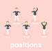 Illustrations of a dancer in various positions on a pink background