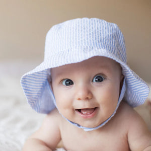 Huggalugs Stripe Light Blue Seersucker Bucket Hat