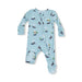 Light blue baby onesie with duck pattern on a white background