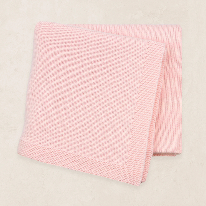 pink knit baby blanket