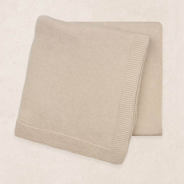 tan knit baby blanket
