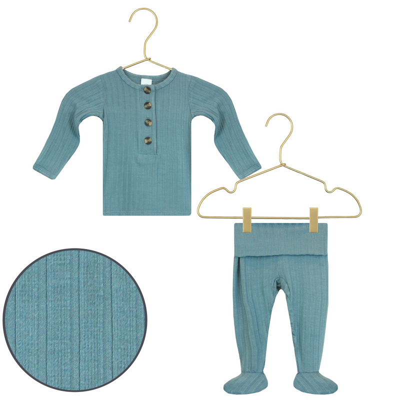 Lou Lou & Co. | Ribbed Top + Bottoms Newborn Set | Duke
