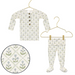 Lou Lou & Co Etta newborn top and bottom set in cream with blue and green floral print displayed on hangers