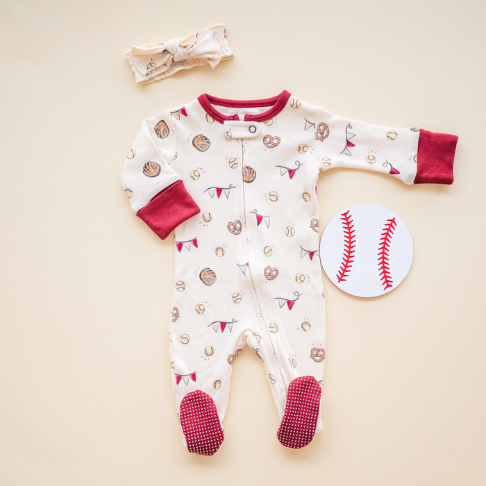 L'ovedbaby | Organic Cuffed Zipper Footie | Game Day