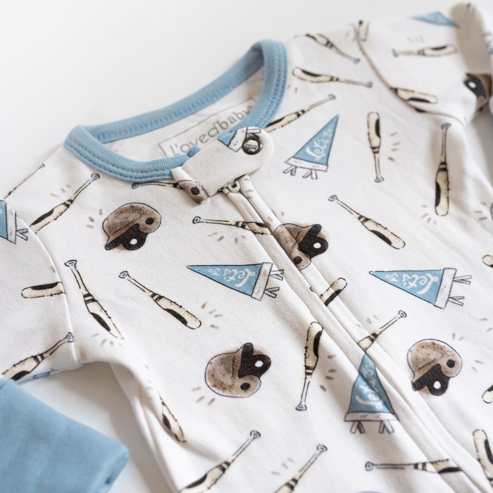 L'ovedbaby | Organic Cuffed Zipper Footie | Let's Go