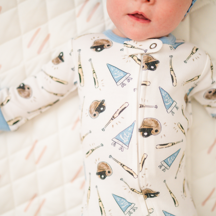 L'ovedbaby | Organic Cuffed Zipper Footie | Let's Go