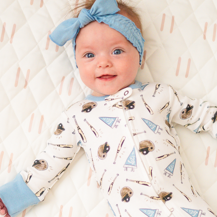 L'ovedbaby | Organic Cuffed Zipper Footie | Let's Go
