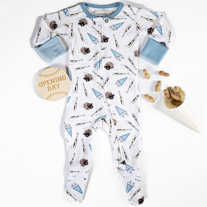 L'ovedbaby | Organic Cuffed Zipper Footie | Let's Go