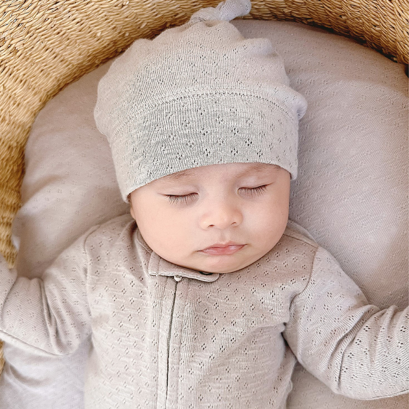 L'ovedbaby | Organic Pointelle 2-Way Zipper Footie | Cloud