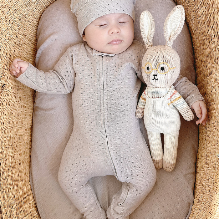 L'ovedbaby | Organic Pointelle 2-Way Zipper Footie | Cloud