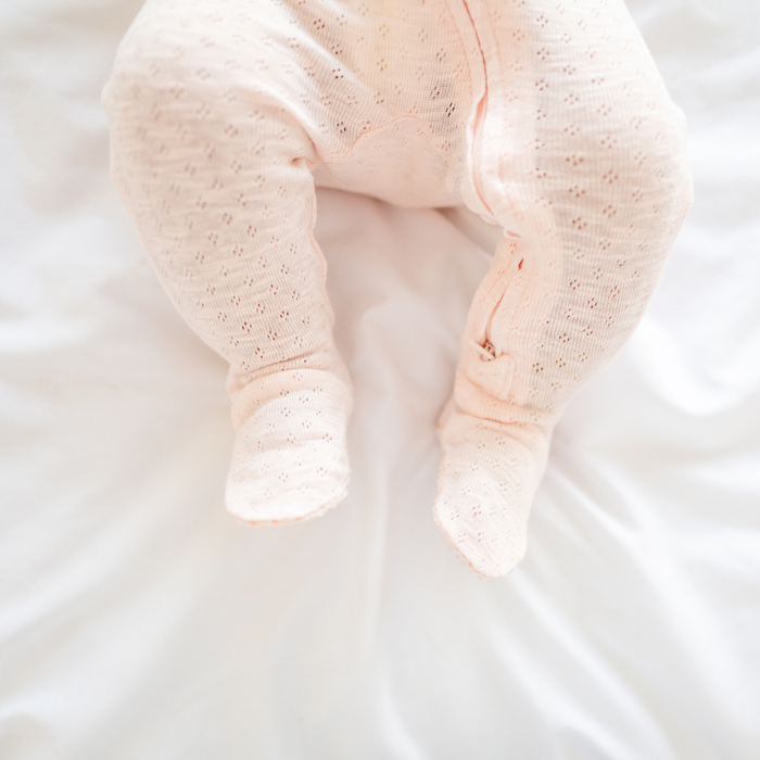 L'ovedbaby | Organic Pointelle 2-Way Zipper Footie | Cotton Candy