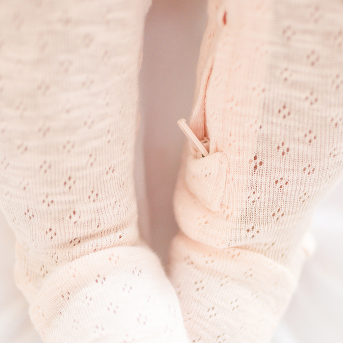 L'ovedbaby | Organic Pointelle 2-Way Zipper Footie | Cotton Candy