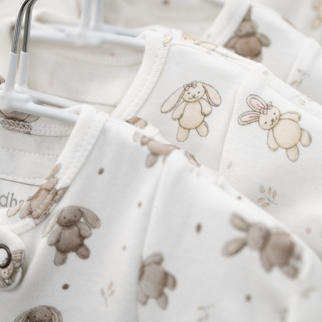 lovedbaby organic cotton brixy bunny baby pajamas