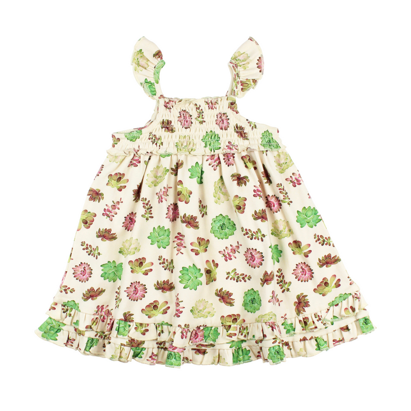 L'ovedbaby | Kids' Organic Smocked Summer Dress | Buttercream Succulents