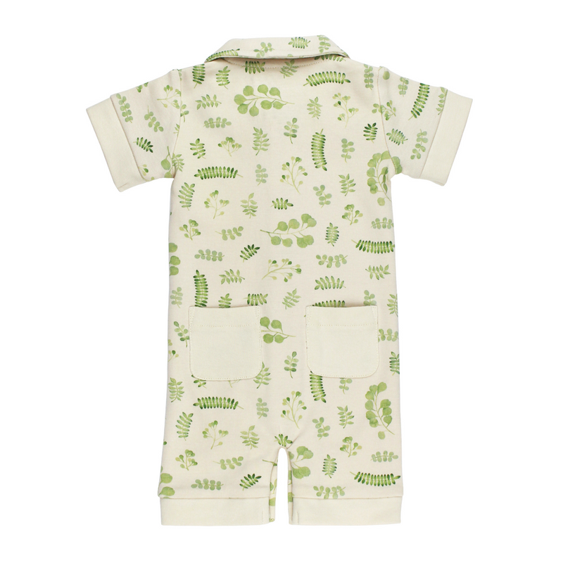 L'ovedbaby | Organic S/Sleeve Coverall | Stone Botanica
