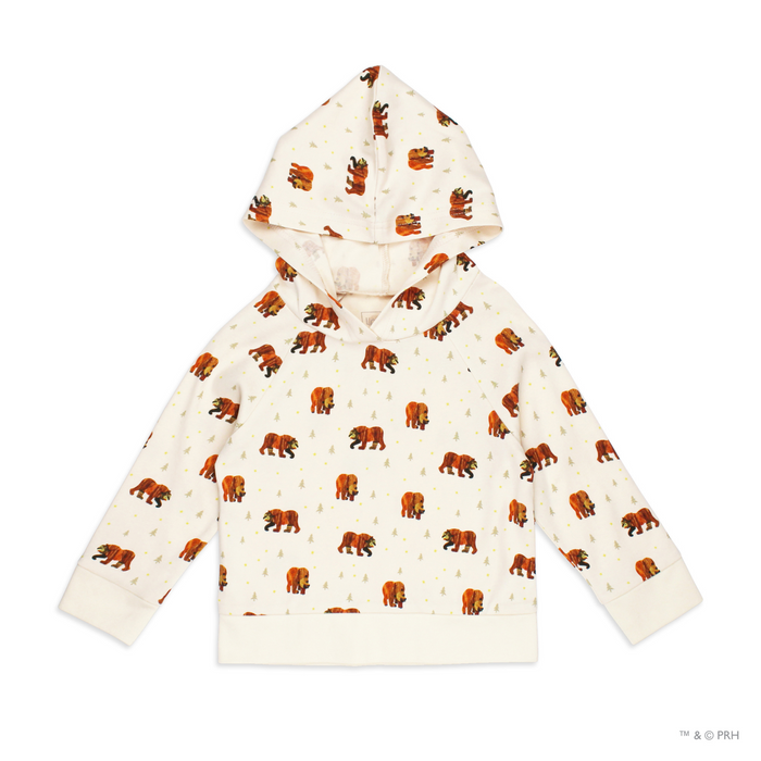 L'oved Baby | Organic Printed Raglan Hoodie | Brown Bear