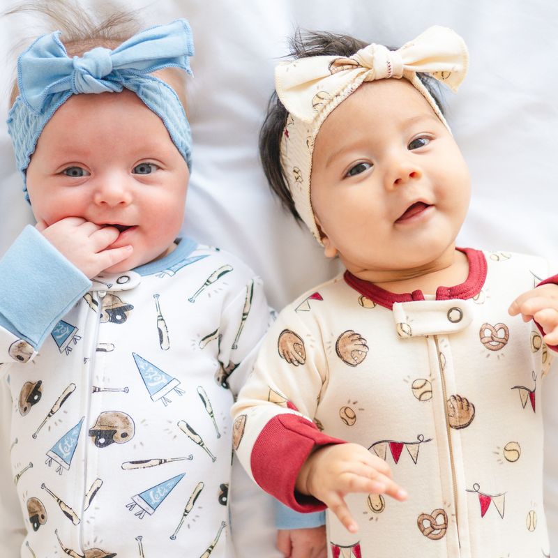 L'ovedbaby | Organic Smocked Headband | Crimson Pinstripe | 0-12M