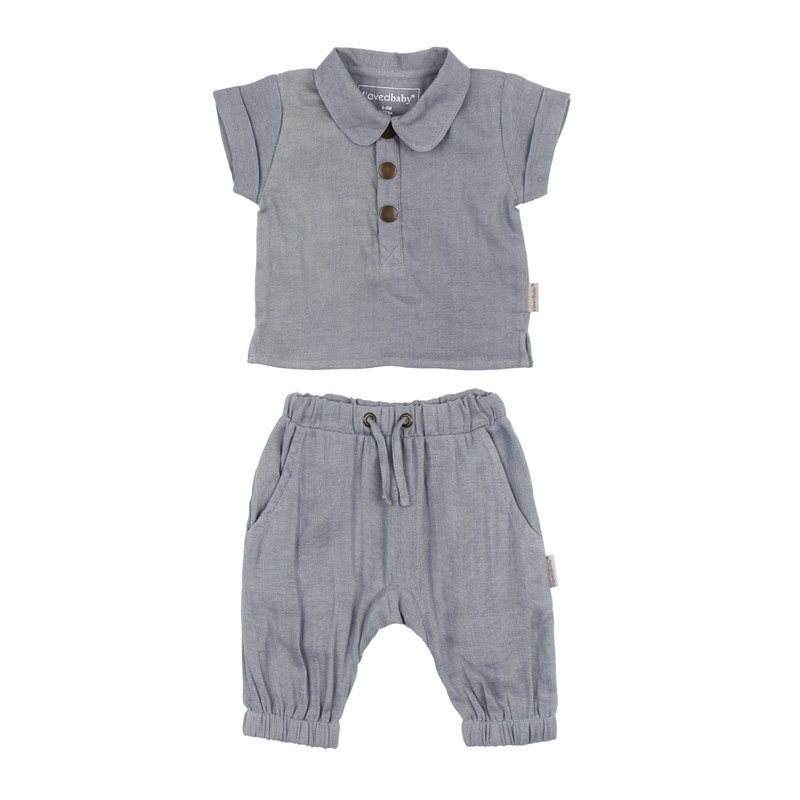 L'ovedbaby | Organic Muslin Tee & Harem Pant Set | Blueberry