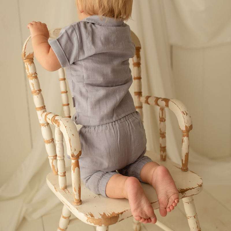 L'ovedbaby | Organic Muslin Tee & Harem Pant Set | Blueberry