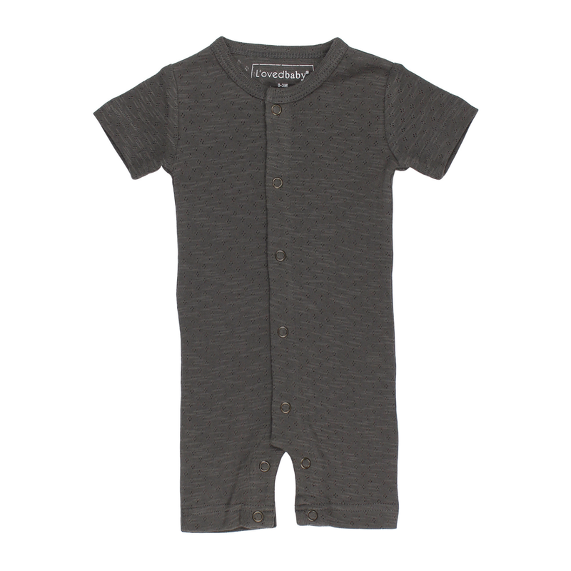 L'ovedbaby | Organic Pointelle S/S Romper | Feather