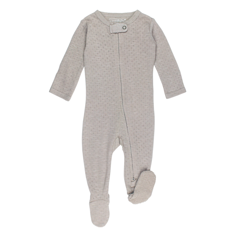 L'ovedbaby | Organic Pointelle 2-Way Zipper Footie | Cloud