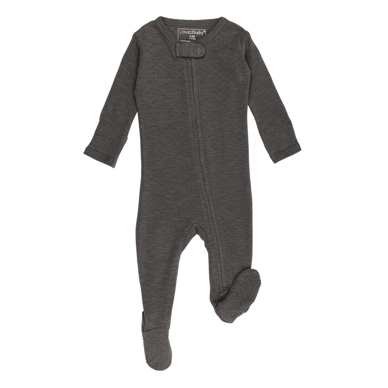 L'ovedbaby | Organic Pointelle 2-Way Zipper Footie | Feather