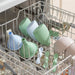 Dishwasher rack with colorful silicone kitchen tools