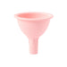 blush pink silicone funnel on white background