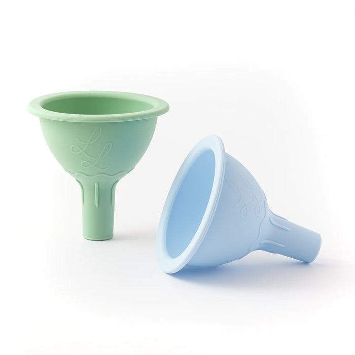 lowcountry littles silicone funnels green and blue on white background