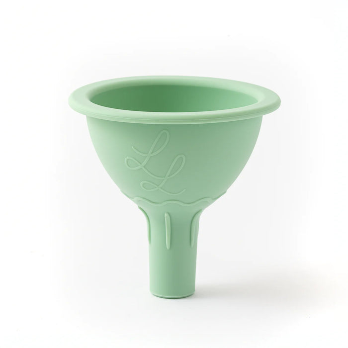lowcountry green silicone funnel on white background