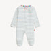 Magnetic Me organic cotton magnetic footie in blue stripe on white background