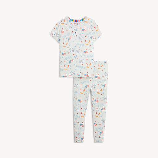 Children's pajama set with a pattern on a white background